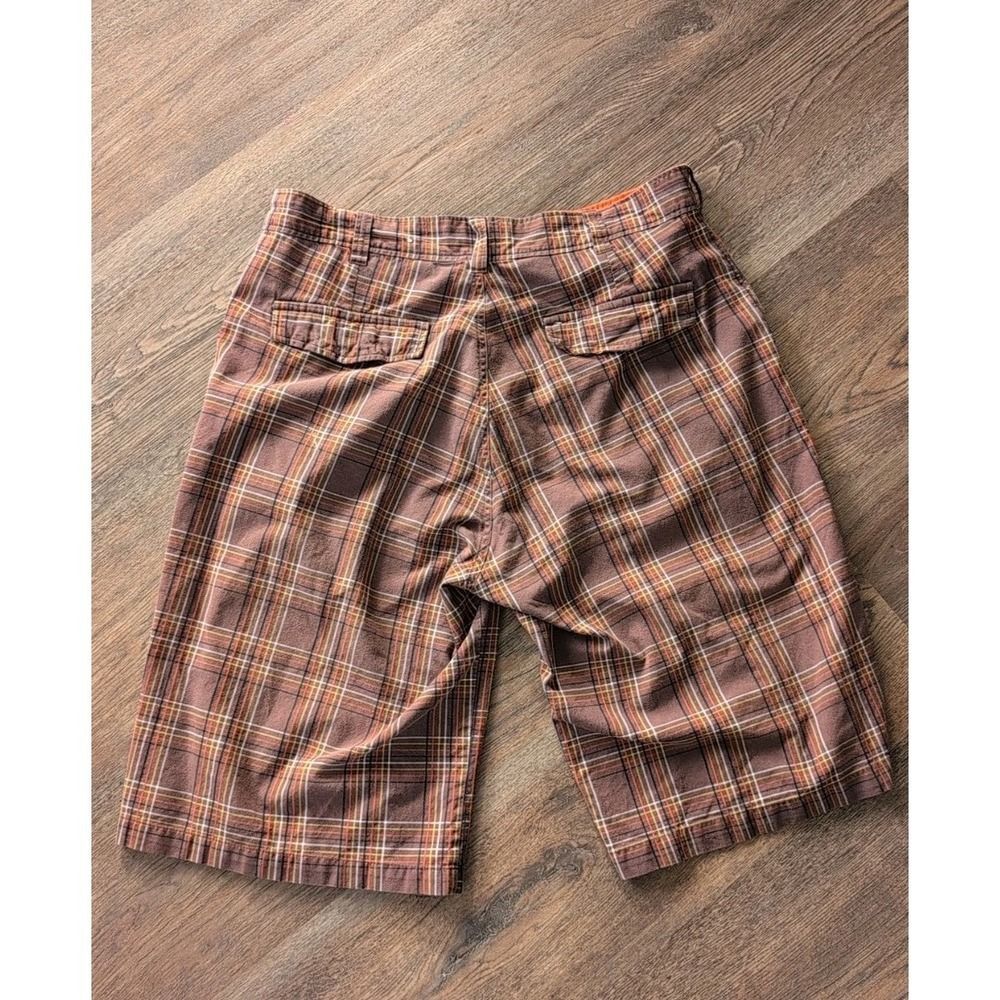 Ecko Unltd Men's Shorts Orange Brown Sz 36 Plaid Bermuda Cotton 11" Outdoor - Picture 12 of 16